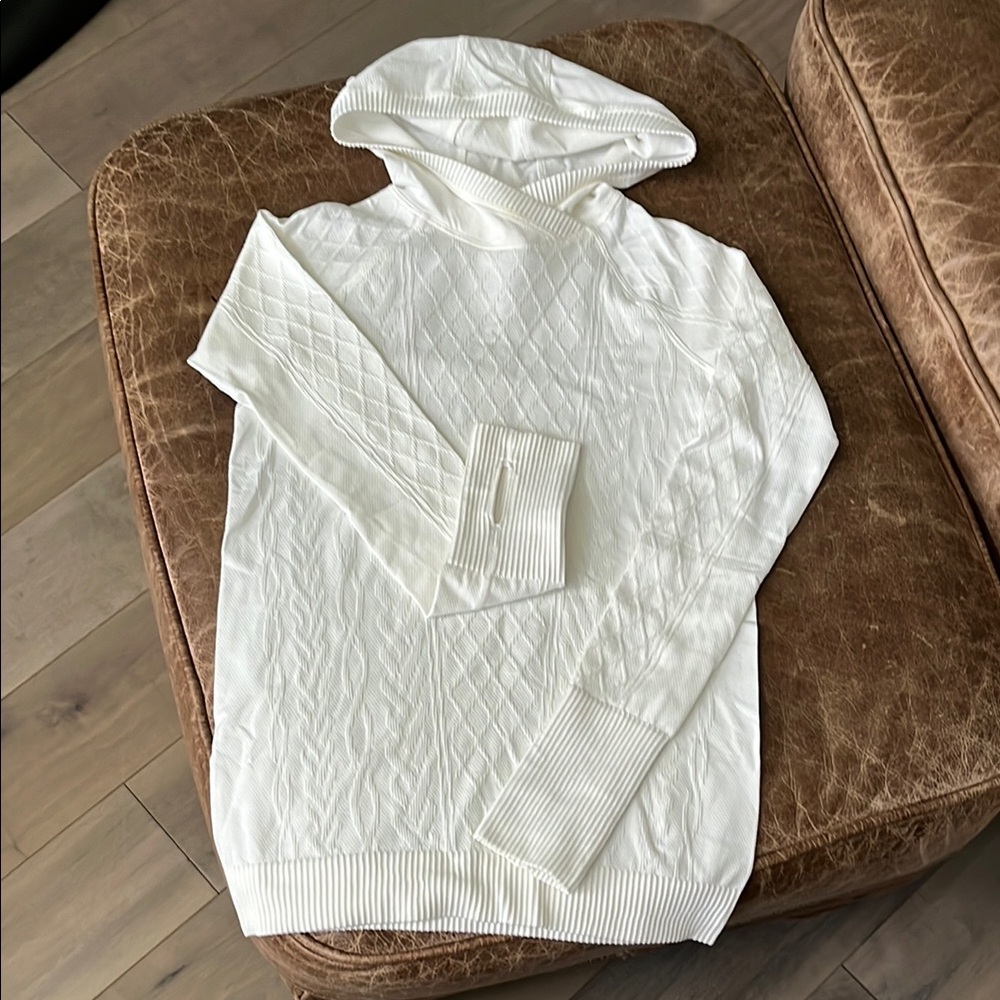 White Cable Knit Hoodie